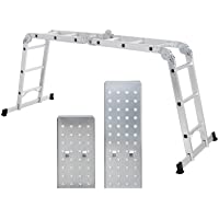 SONGMICS Escalera de Aluminio Multifuncional- Máx. Carga de Capacidad de 150 kg- Conforme al Estándar EN131 TÜV…
